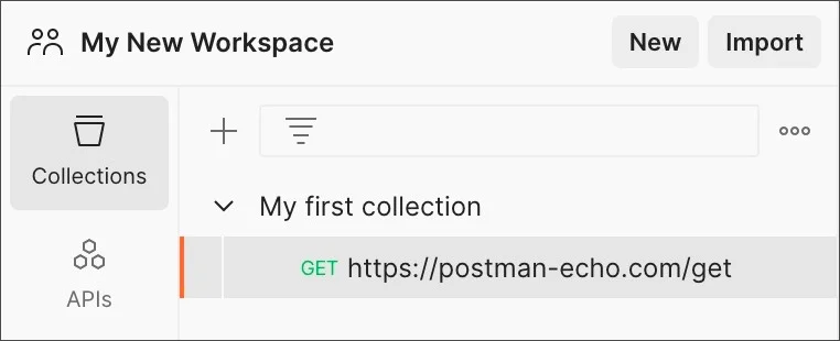 An example of Postman Workspace