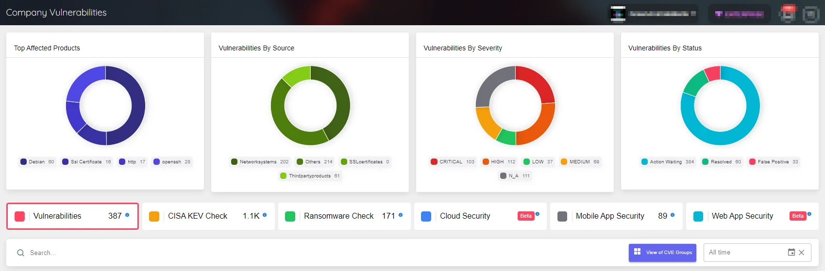 Company Vulnerabilities page under SOCRadar’s ASM