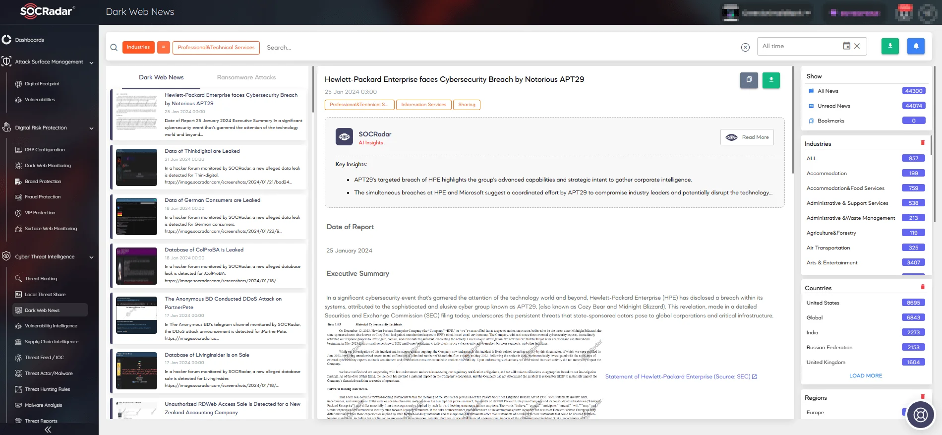 Follow the latest Dark Web events via SOCRadar’s Dark Web News feature