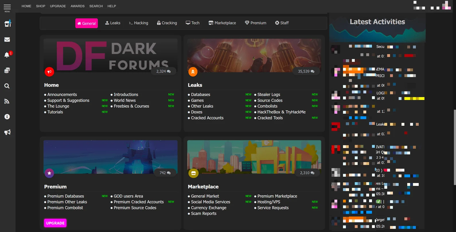 DarkForums hacker forums’ home page