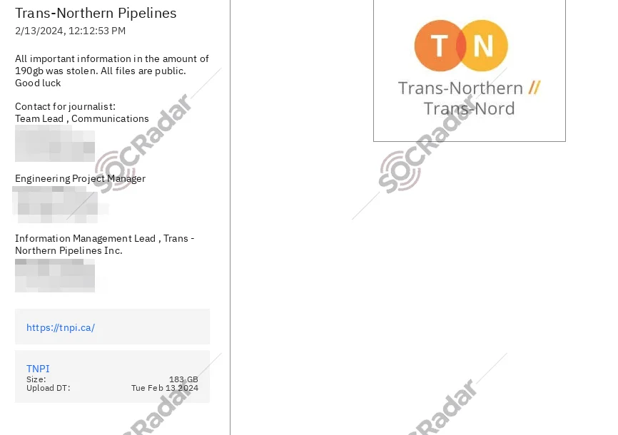 190 GB of alleged leak files on ALPHV’s leak site