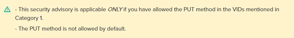 Barracuda warns that the advisory is only applicable if customers have allowed the PUT method.
