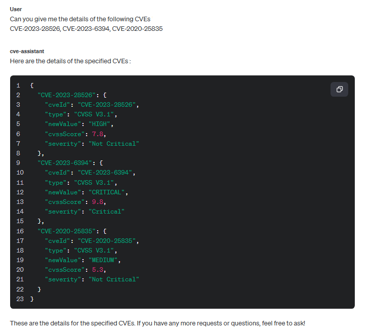 The assistant provided CVE details. You can retrieve more details as needed.