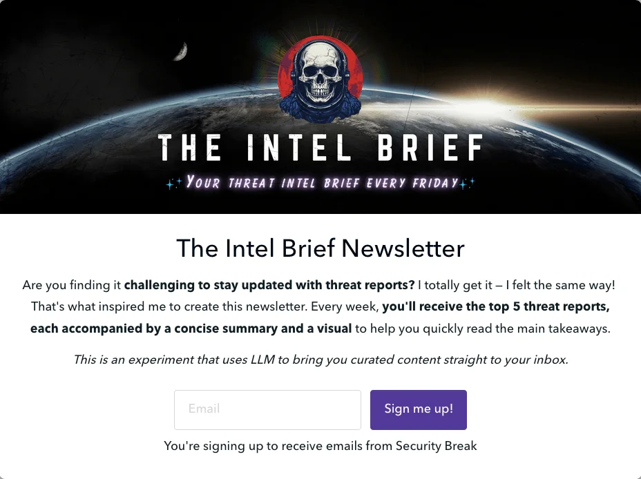 A newsletter curated using LLM, “The Intel Brief”