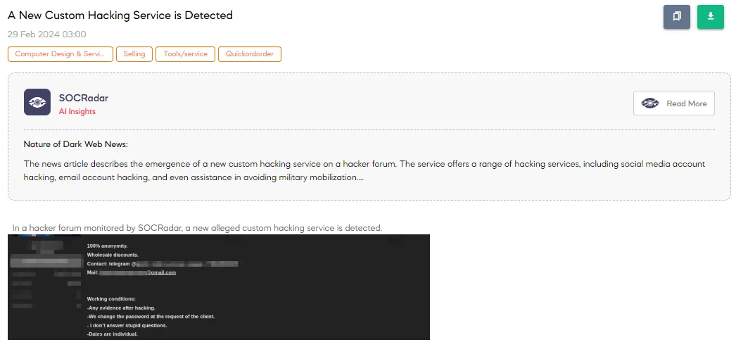 A New Custom Hacking Service is Detected