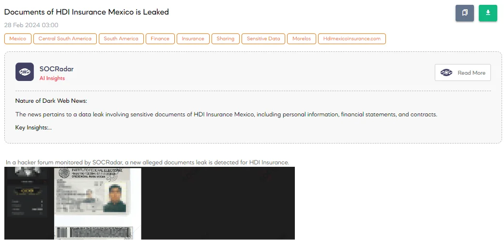 Documents of HDI Insurance Mexico is Leaked