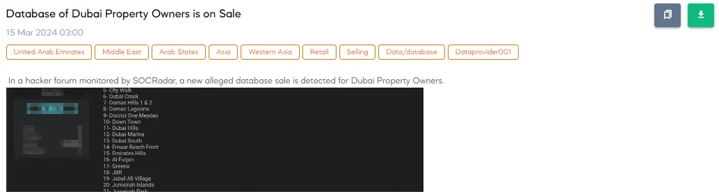 Database of Dubai Property Owners is on Sale