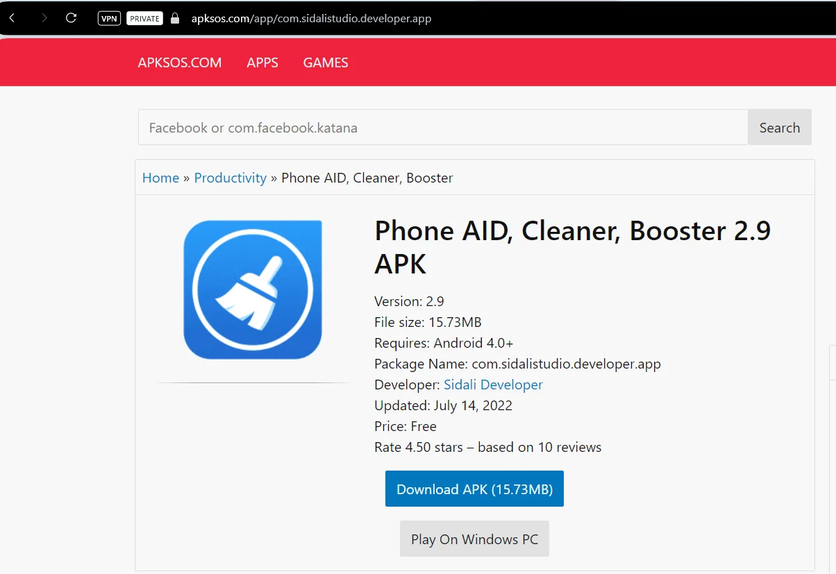 Figure 2 - Malicious app hosted in third-party app store