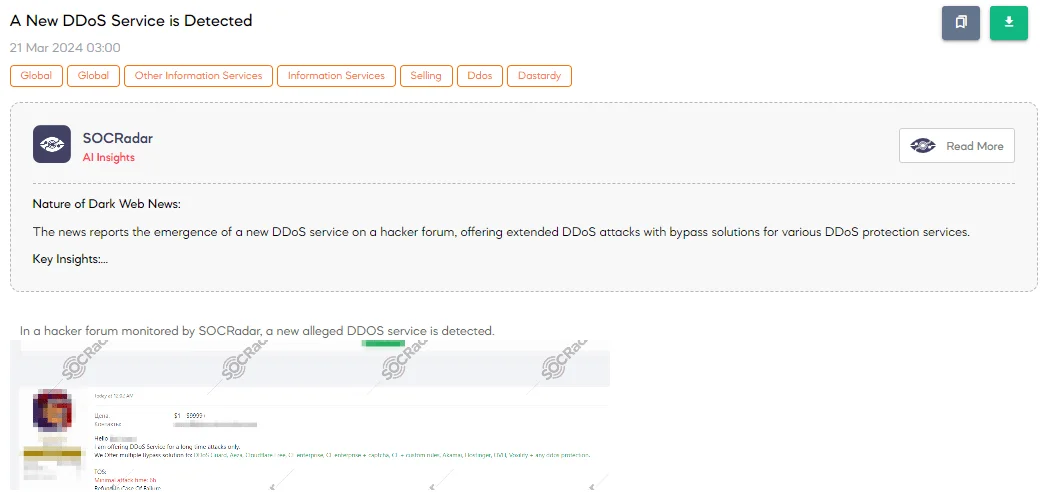 A New DDoS Service is Detected