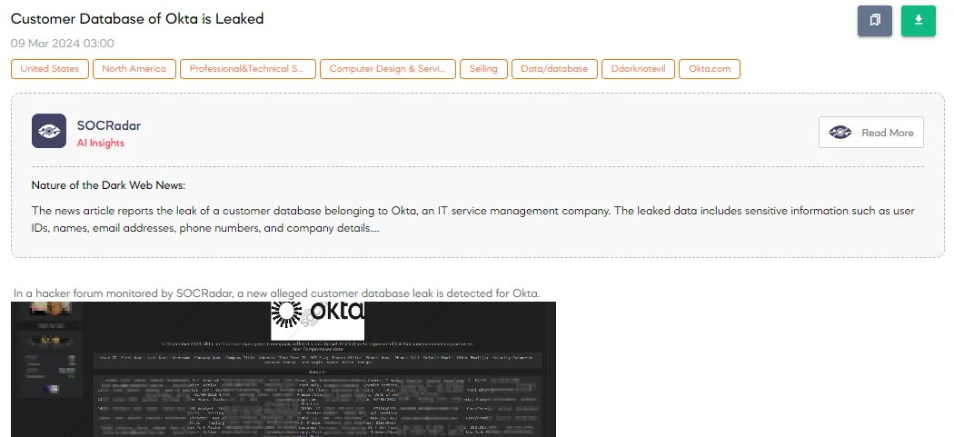 Customer Database of Okta is Leaked