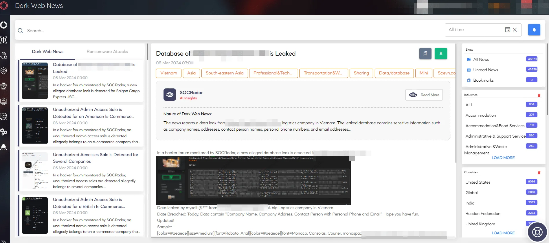 SOCRadar Dark Web News