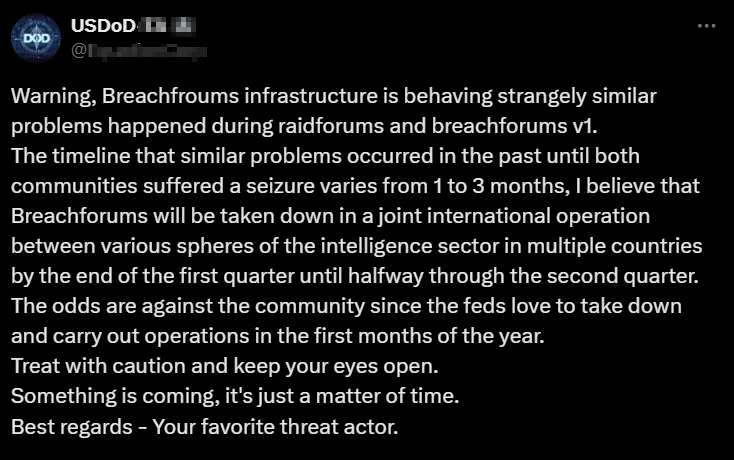 USDoD's warning to other threat actors.