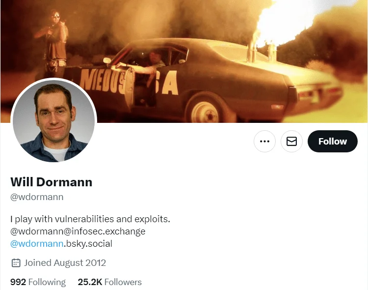 Will Dormann (X) profile
