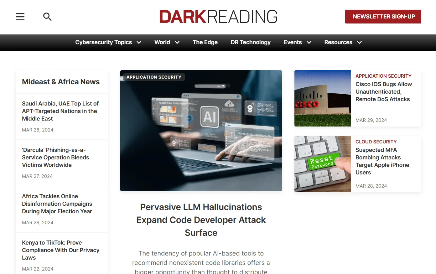 Dark Reading main page