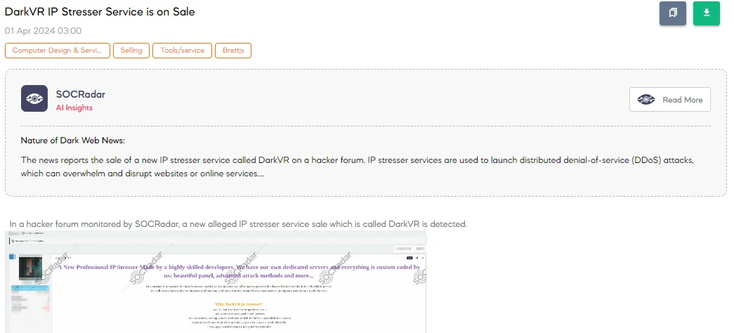 DarkVR IP Stresser Service is on Sale