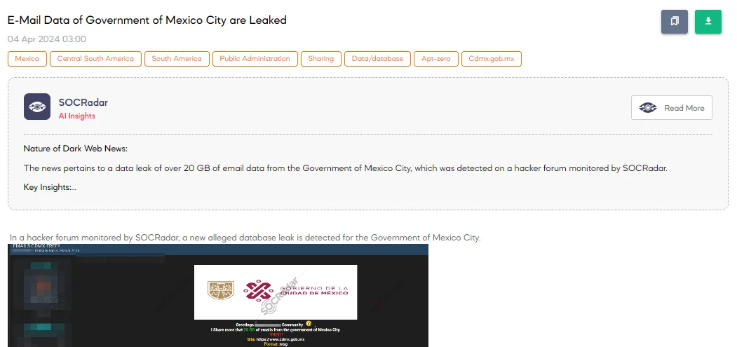 Email Data of Government of Mexico City are Leaked