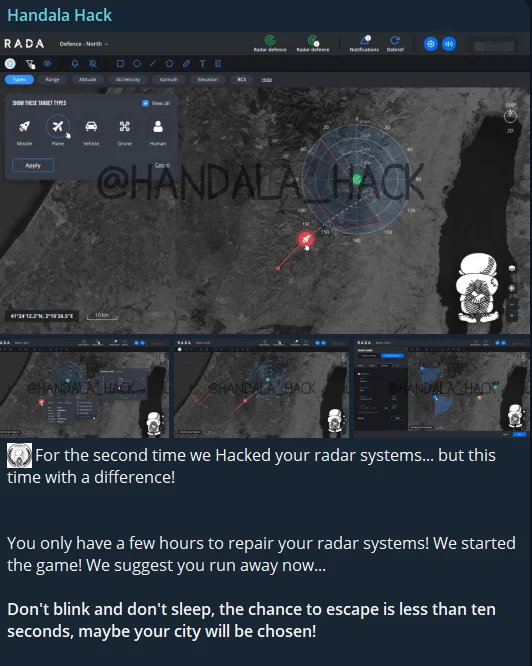 Handala’s alleged hack of Israeli radar systems