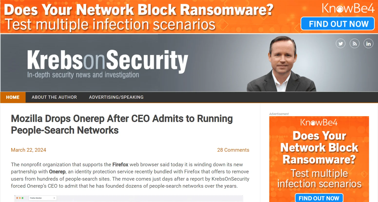 KrebsonSecurity main page