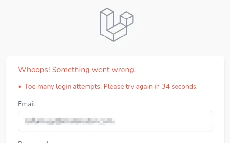 A screenshot from Laravel application which shows rate limiting