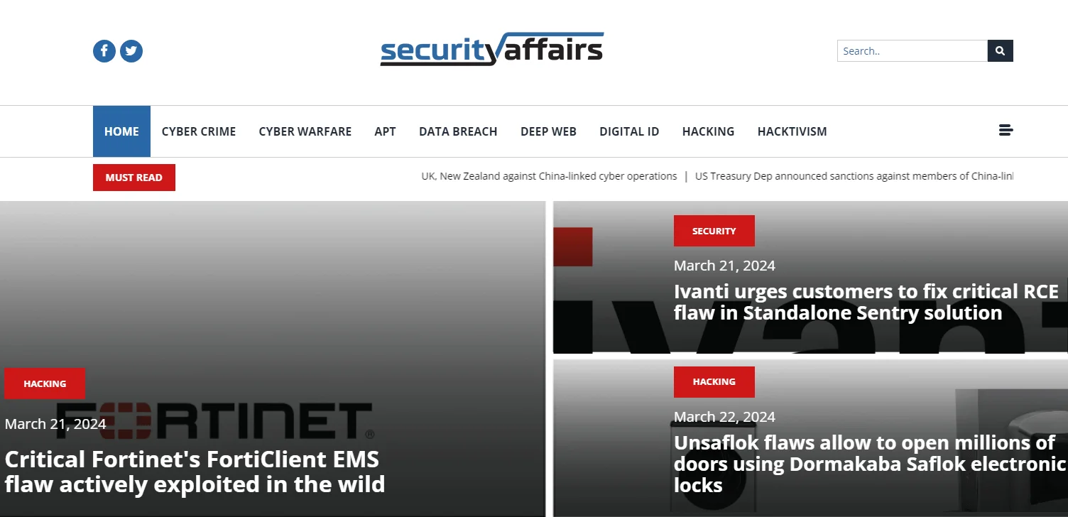Security Affairs main page