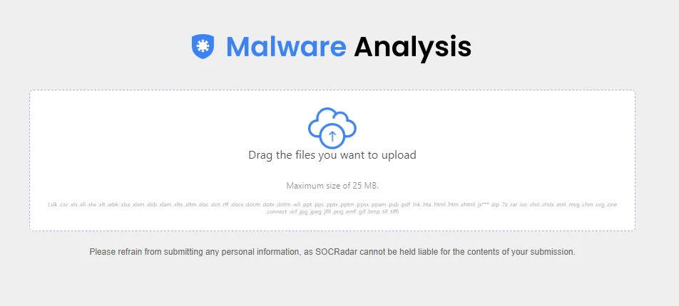 SOCRadar’s Malware Analysis module