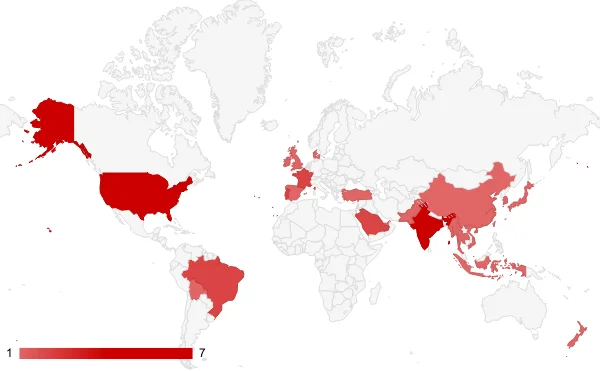 Targeted countries by Mallox as indexed by their data leak site
