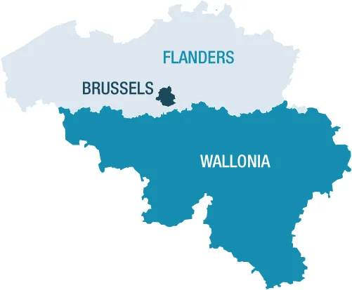 Belgium is divided into three regions. Flanders, Wallonia, and Brussels 