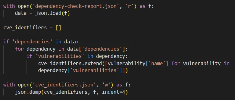 A simple script to extract CVE identifiers from the dependency check report