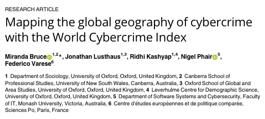 World Cybercrime Index Research Article (source: here)