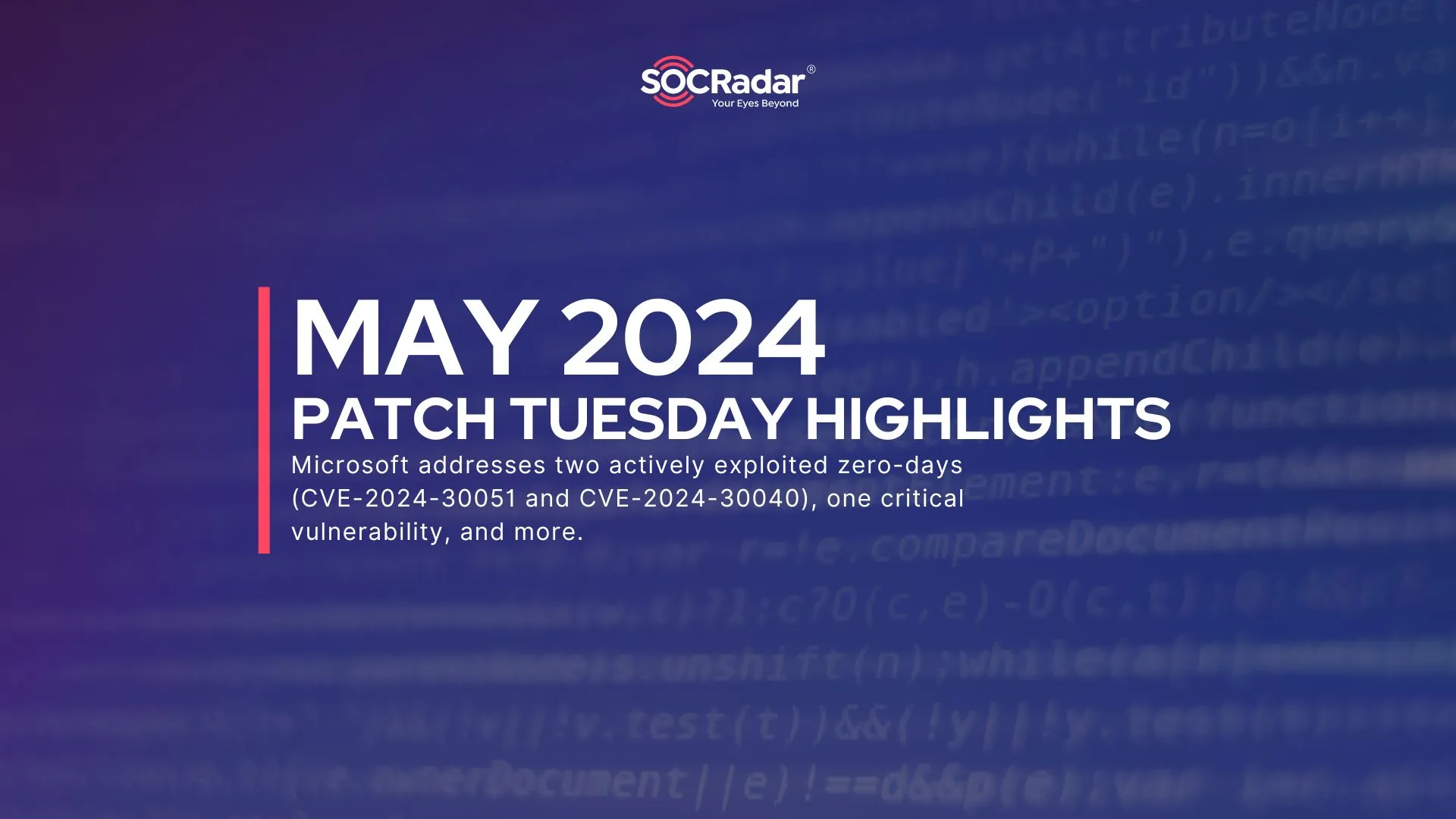 SOCRadar® Cyber Intelligence Inc. | Microsoft May 2024 Patch Tuesday Highlights: 61 CVEs, Actively Exploited Zero-Days (CVE-2024-30051, CVE-2024-30040)