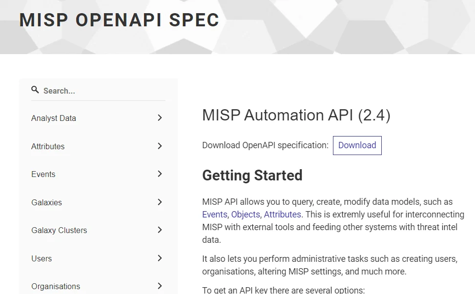 MISP Automation API documentation