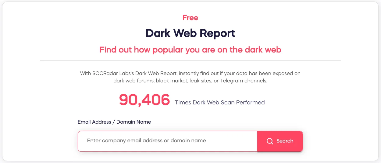 SOCRadar’s Free Dark Web Report Service