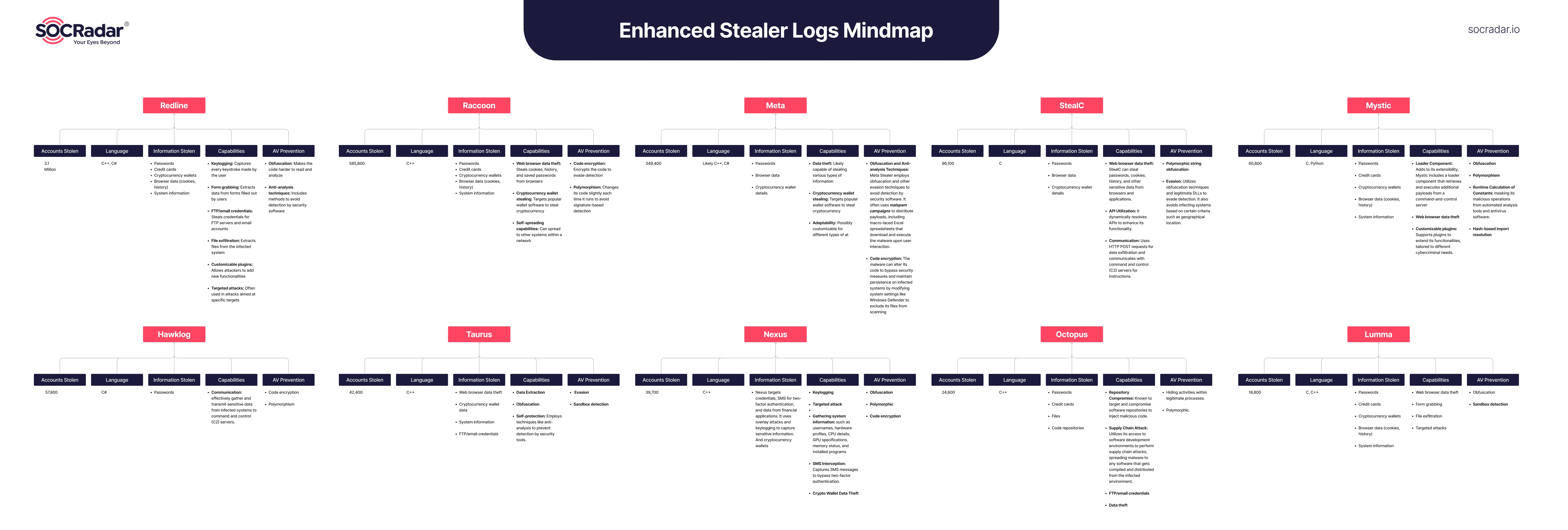 A mind map of the Top 10 Stealer Logs