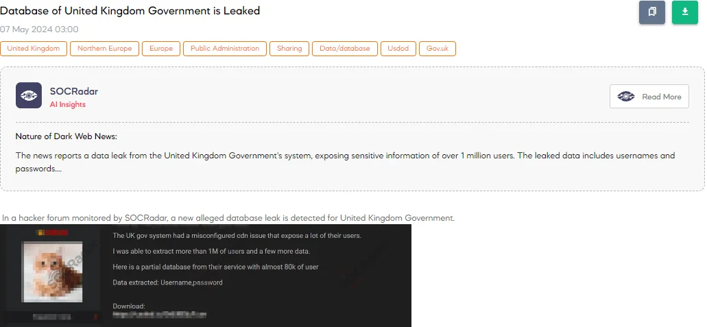 Database of United Kingdom Government is Allegedly Leaked