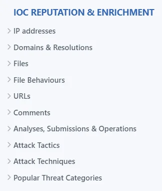 VirusTotal documents about IoC Reputation & Enrichment