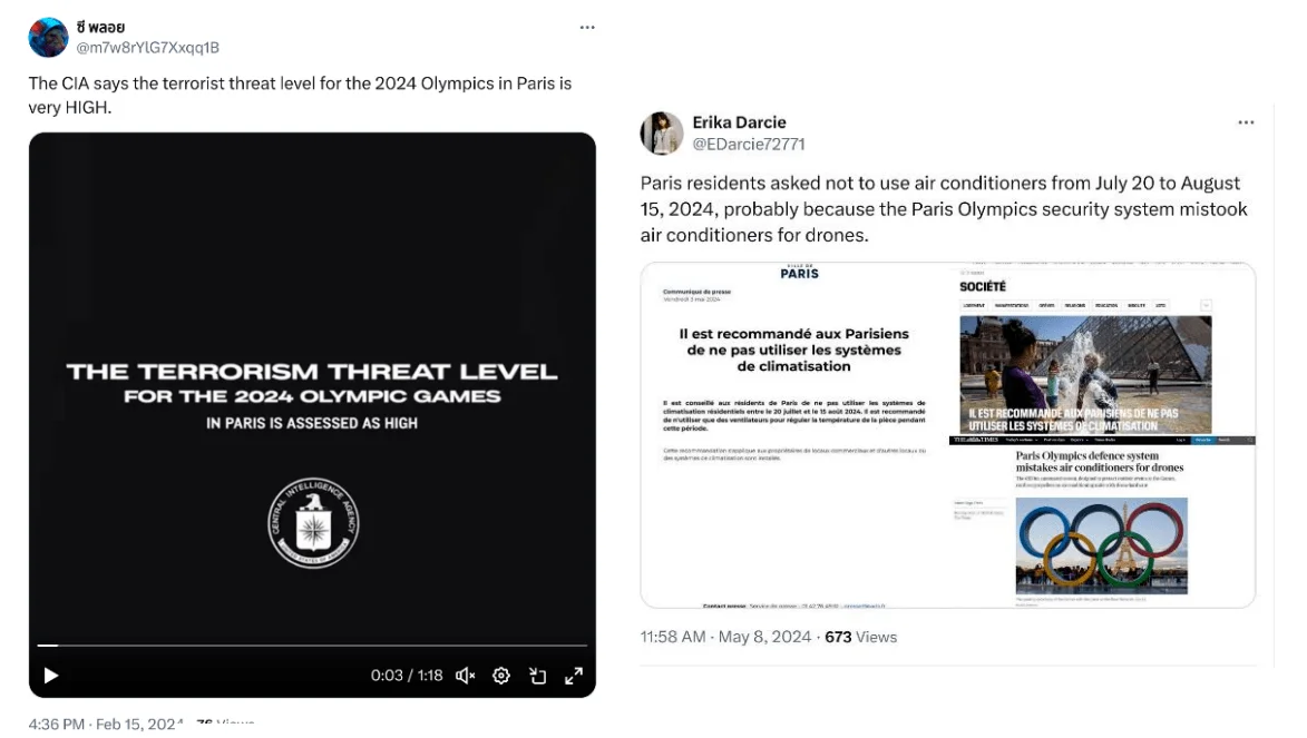 Screenshots of posts targeting the 2024 Games, Source: Viginum Technical Report - Portal Kombat Network (part three)
