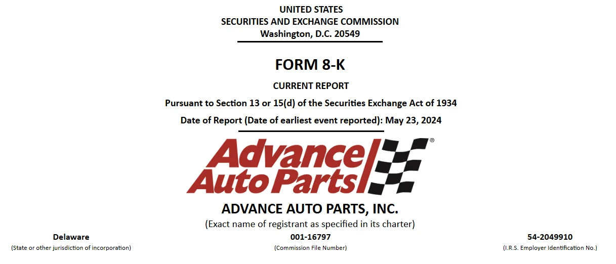 SEC filing by AAP, released on June 14, 2024
