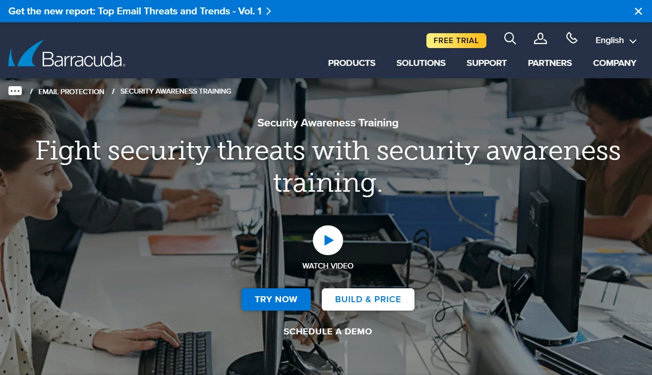 Barracuda Security Awareness Training page