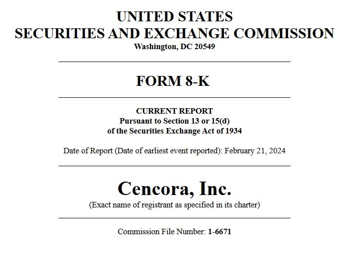 Cencora’s Form 8K filing with the SEC