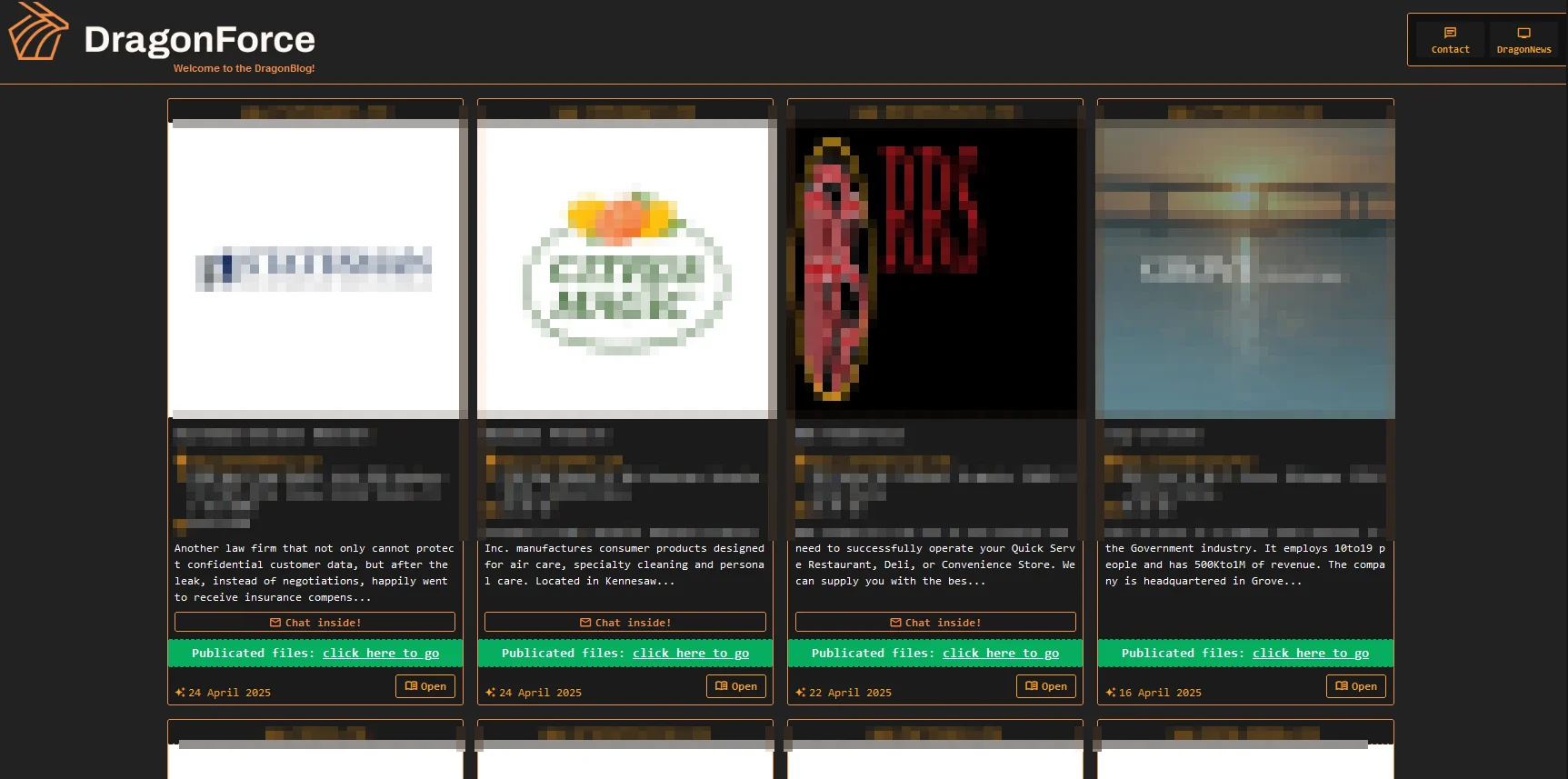 Main page of DragonForce Ransomware’s Data Leak Site (DLS)