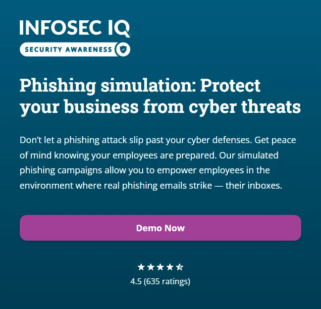 Infosec IQ Phishing simulation demo