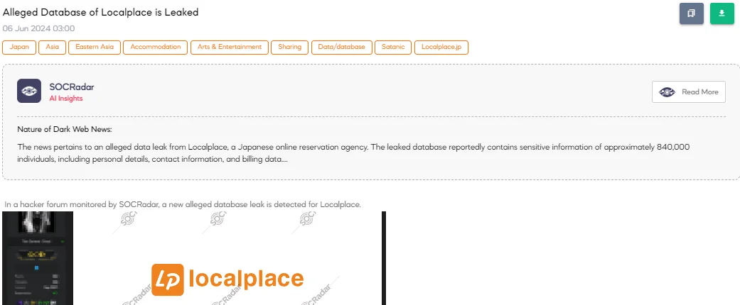 Alleged Database of LocalPlace Leaked