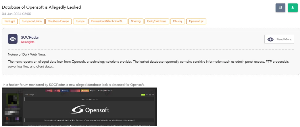 Database of Opensoft is Allegedly Leaked