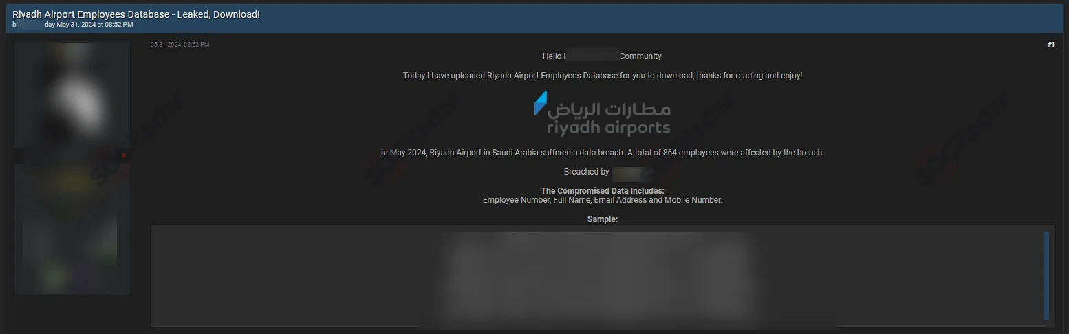 Riyadh Airport Employee Database Allegedly Leaked