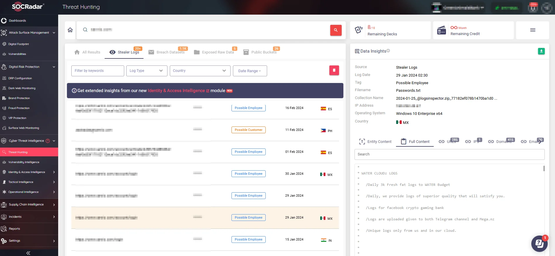 Searching for an e-commerce domain with SOCRadar’s Threat Hunting