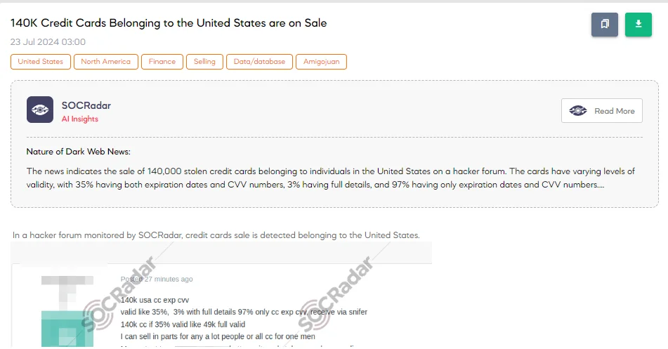 140K Credit Cards Belonging to the United States are on Sale