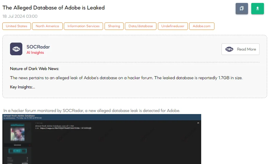 The Alleged Database of Adobe is Leaked