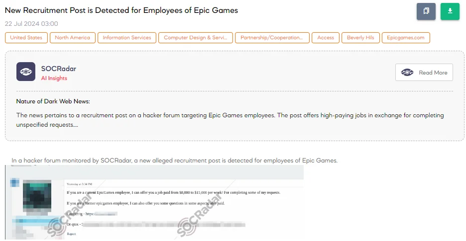 New Recruitment Post is Detected for Employees of Epic Games