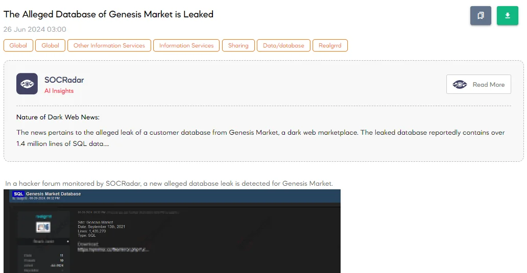 The Alleged Database of Genesis Market is Leaked